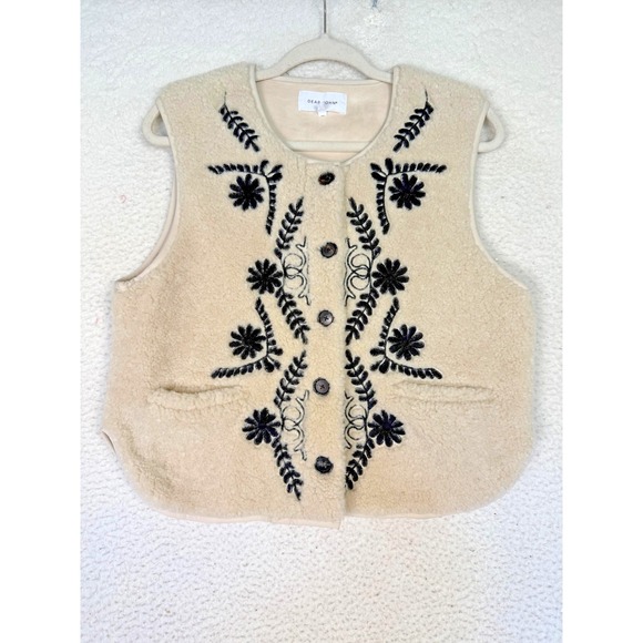 Dear John Jackets & Blazers - Dear John Vest Womens S Sherpa Floral Embroidered Western Rodeo